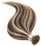 BellaHair Keratinos I-TIP Emberi Póthaj Classic Mikró Gyűrűzéshez Melírozott 60cm (Szín #6/613) (RIT-CL-606613)