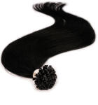 BellaHair Keratinos U-TIP Emberi Póthaj Classic Hőillesztéshez Koromfekete 50cm (Szín #1) (RUT-CL-501)