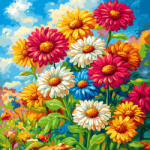 Alkotásutca Mezei virágok - Számfestő készlet kereten 40x40