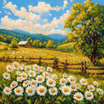 Alkotásutca Százszorszép mező - Számfestő készlet kereten 40x40