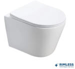  PURE Függesztett WC csésze 490x365 mm, Rimless, Duroplast Soft Close ülőkével, Fényes fehér (MH300)