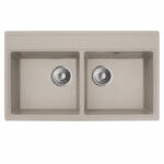  MILO METRO kétmedencés gránit mosogató szifonnal, 760x440 mm, (homok bézs) (MET-P-2KBO)