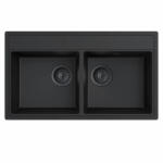  MILO METRO kétmedencés gránit mosogató fekete szifonnal, 760x440 mm, (fekete) (MET-L-2KBO)