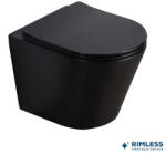  PURE fali WC csésze | Rimless - perem nélküli kivitel | Duroplast Soft Close ülőkével | Matt fekete (MH300MB)
