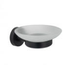  MINOTTI DARK ELEGANCE szappantartó, fehér üveg, matt fekete tartókonzollal (50739B)