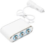 AVEX Adaptor bricheta auto tripla 12/24V, iluminata LED, cu intrerupator individual si 1 port USB, 5V, 2.1A (AVX-T081222-1)