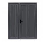Bastion Usa exterior dubla PVC OLIVIA, 1400x2050 mm, deschidere stanga, alb interior-gri antracit exterior