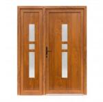 Bastion Usa exterior dubla PVC GISELA, profil Klass, 1400x2050 mm, deschidere stanga, alb stejar auriu
