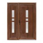 Bastion Usa exterior dubla PVC GISELA, 1400x2050 mm, deschidere stanga, nuc