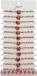 Jolie Bratara Martisor pentru Dama, Jolie, Model Inima Colorata, Set 12 bucati, Pandativ Argintiu din Inox cu Elemente Multicolore, Snur Alb/Rosu (128133)