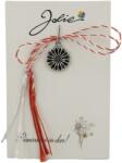 Jolie Martisor Traditional, Jolie, Model FLOARE, cu Snur Impletit Alb/Rosu, 8.5 x 5.5 cm, Argintiu (165719)
