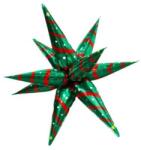 Flippy Balon Stea, Flippy, din Folie de Aluminiu, Tema Craciun, 12 Varfuri, 65 x 23 cm, Verde/Rosu (162143)