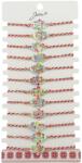Jolie Bratara Martisor pentru Dama, Jolie, Model Floare, Set 12 bucati, Pandativ Argintiu din Inox cu Elemente Multicolore, Snur Alb/Rosu (128129)