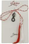 Jolie Martisor Traditional, Jolie, Model Infinit, cu Snur Impletit Alb/Rosu, 8.5 x 5.5 cm. Argintiu (114566)