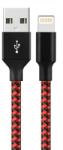Flippy Cablu de Date pentru Telefon, Flippy, Cablu USB spre Lightning Compatibil cu iPhone, Lungime 2 M, Impletit Triunghiular in 2 culori, Rosu Negru (162359)