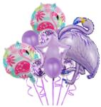 Flippy Set Baloane party aniversare, Flippy, din Folie de aluminiu si Latex, set din 10 baloane Flamigo Party, 1 stea, 5 baloane latex, 2 rotunde, 60 -90 cm, Mov (129729)