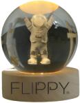 Flippy Lampa LED Decorativa, Flippy, cu Bila de Cristal cu Diametru 6cm, Model Astronaut 3D, Alimentare USB, Suport din Lemn, Lumina Alb Cald (127725)