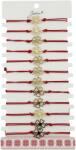 Jolie Bratara Martisor pentru Dama, Jolie, Model Trifoi in Contur, Set 12 bucati, Pandativ Auriu din Inox cu Snur Rosu Ajustabil (128000)