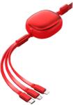 Flippy Cablu Retractabil Universal pentru Telefon, Flippy, Universal 3in1 pentru Orice Tip de Telefon, Micro-USB, Lightning, TYPE-C, 1.2M, Rosu (161510)