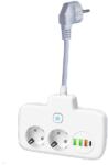 Flippy Adaptor Priza, Flippy, 6 in 1, 2 Prize Standard, 3 Porturi USB, 1 Port Tip C, Buton Oprire, 2500W, din PC, Alb (162340)