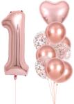Flippy Set 10 Baloane Folie si Latex, Flippy, Tematica Aniversare, Baloane Latex 25cm, Figurina Inimioara 45 cm, Cifra 1 de 81 cm, Ambalaj Individual, Pai (133920)