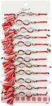 Jolie Martisor Bratara cu Ciucure pentru Dama, Jolie, Model Infinit cu Pietre, Set 12 bucati, Pandativ din Inox, Snur Reglabil, Rosu/Alb (128078)