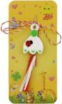 Jolie Martisor pentru Copii, Jolie, Model GHIOCEL cu BUBURUZA, din Cauciuc, cu Snur Impletit Alb/Rosu, Ambalaj Carton cu Design, Alb (165810)