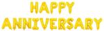 Flippy Set Baloane din Folie Metalizata, Flippy, Model Happy Anniversary, Litere de 40 cm, Baloane Party, Ambalaj Individual, Pai Inclus, Umflare cu Aer sau Heliu, Auriu (127279)