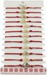 Jolie Bratara Martisor pentru Dama, Jolie, Model Mama cu Floare, Set 12 bucati, Pandativ din Inox Auriu, Snur Ajustabil Impletit, Rosu (128001)