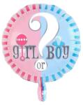 Flippy Balon din Folie Metalizata, Flippy, Figurina Rotunda, Model Girl or Boy, Tema Gender Reveal, 45 cm, Ambalaj Individual, Pai Inclus, Umflare cu Aer sau Heliu, Albastru/Roz (130977)