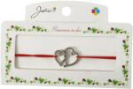 Flippy Martisor Bratara cu 2 Noduri, Jolie, Snur Rosu, Model Inimioare, Elastica, Dimensiune Reglabila, Ambalata Individual, Rosu/Argintiu (135180)