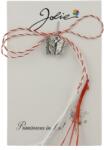 Jolie Martisor Traditional, Jolie, Model FLUTURE, cu Snur Impletit Alb/Rosu, 8.5 x 5.5 cm, Argintiu (165718)