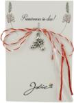 Jolie Martisor Traditional, Jolie, Model HOMAR, cu Snur Impletit Alb/Rosu, 8.5 x 5.5 cm. Argintiu (165716)