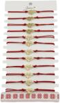Jolie Bratara Martisor pentru Dama, Jolie, Model Inima Mama si Trifoi, Set 12 bucati, Pandativ din Inox Auriu, Snur Ajustabil Impletit, Rosu (127994)