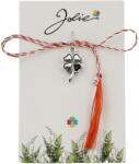 Jolie Martisor Traditional, Jolie, Model TRIFOI, cu Snur Impletit Alb/Rosu, 8.5 x 5.5 cm. Argintiu (165712)