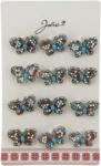 Flippy Brose Martisor Primavara, Jolie, Set 12 Bucati, Model Fluture cu Pietre, Brosa din Metal, 3 x 2 cm per Bucata, Argintiu (134038)