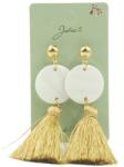Flippy Cercei Dama de Primavara, Jolie, Model cu Ciucuri Aurii si Disc Alb, Eleganti si Moderni, 7 x 2 cm per unitate, Alb/Auriu (114608)