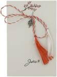 Jolie Martisor Traditional, Jolie, Model TRIFOI 3, cu Snur Impletit Alb/Rosu, 8.5 x 5.5 cm, Argintiu (165722)