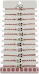 Jolie Bratara Martisor pentru Dama, Jolie, Model Bufnita, Set 12 bucati, Pandativ Argintiu din Inox cu Elemente Multicolore, Snur Alb/Rosu (128125)