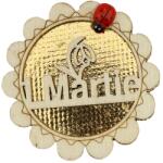 Flippy Set 100 bucati Martisor din Lemn cu Magnet, Jolie, Model Floare cu Scris 1 Martie, Decor Buburuza, Insertie Aurie (165681)