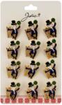 Flippy Brose Martisor Primavara Jolie, Set 12 Bucati, Model Elf cu Trifoi Norocos, Brosa din Metal, 3 x 2 cm per Bucata, Albastru inchis (134042)