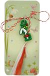 Jolie Martisor pentru Copii, Jolie, Model GHIOCEL cu TRIFOI, din Cauciuc, cu Snur Impletit Alb/Rosu, Ambalaj Carton cu Design, Verde (165811)