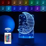 Flippy Lampa LED decorativa, Flippy, 3D, Ursulet si Semiluna, cu telecomanda, doua moduri de alimentare USB si baterii, 20 cm inaltime, din material acril si lumina multicolora, alb (124599)
