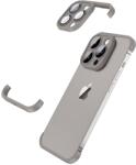 Flippy Husa Metalica Edgeless Compatibila cu iPhone 15, Flippy, Protectie pentru Colturi si Camera, Aliaj, Antisoc, Antizgariere, Gri Mat (127853)