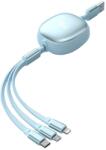 Flippy Cablu Retractabil Universal pentru Telefon, Flippy, Universal 3in1 pentru Orice Tip de Telefon, Micro-USB, Lightning, TYPE-C, 1.2M, Albastru deschis (161508)