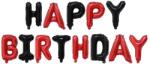 Flippy Set Baloane din Folie Metalizata, Flippy, Model Happy Birthday, Litere de 40 cm, Baloane Party, Ambalaj Individual, Pai, Ata si Adeziv Incluse, Umflare cu Aer sau Heliu, Rosu-Negru (127286)