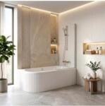 Rea Cada freestanding Rea Orion Stripe dreapta 160 cm alb lucios (REA-W0075)