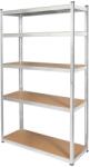 Rebel Power Raft metalic cu 5 polite reglabile MDF, 205 cm, 175 kg/polita, argintiu (RB-1253)