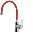 NewArc DOMINO álló mosogató csaptelep króm - PIROS flexibilis kifolyócsővel (971531SR) - watermarkt