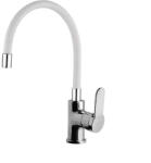 NewArc DOMINO álló mosogató csaptelep króm - FEHÉR flexibilis kifolyócsővel (971531SW) - watermarkt